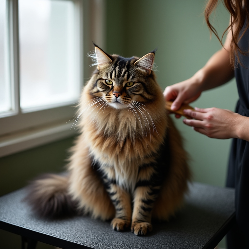 Sessione di toelettatura per gatto